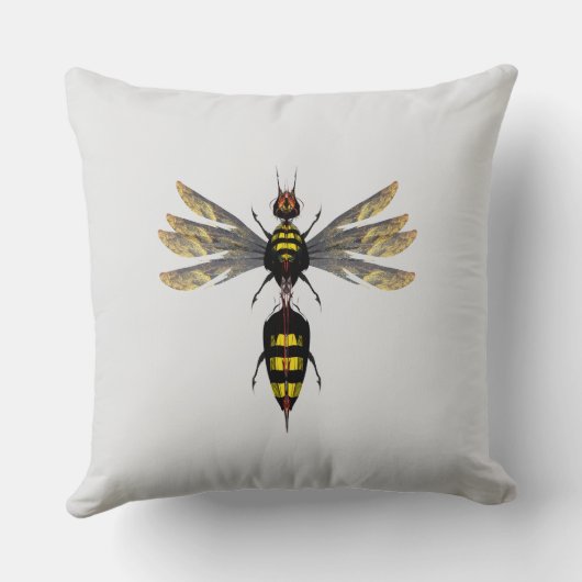 Coussin Fire Wasp – Surreal Nature Form (Verso)