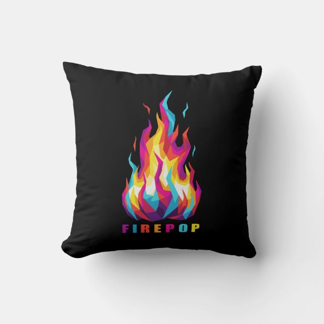 Coussin FIREPOP Feu Polygonal Coloré (Recto)