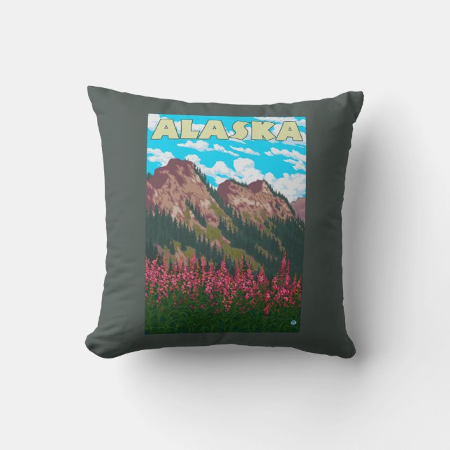 Coussin Fireweed avec l'affiche de Vintage voyage de (Recto)