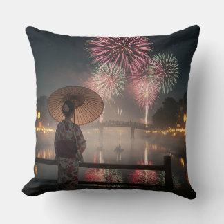 Coussin Fireworks bloom in the night sky