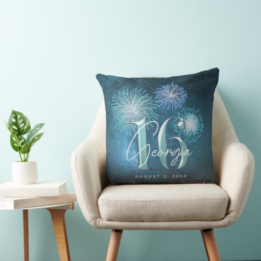 Coussin Fireworks Sweet 16 Teal ID984 (Chaise)