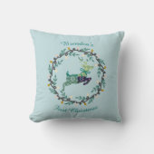 Coussin First Christmas Deer with Wreath Teal Customize (Recto)