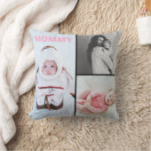 Coussin First Mothers Day 3 photo Collage Throw Pillow (Couverture)