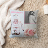 Coussin First Mothers Day 3 photo Collage Throw Pillow (Couverture)