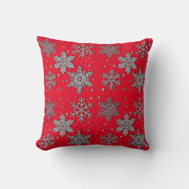 Coussin Flacon de neige à parties scintillant argentée (Recto)
