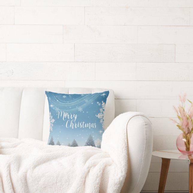 Coussin Flacon de neige de couleur aquarelle Joyeux arbre  (Canapé)