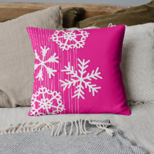 Coussin Flacon de Noël rose et blanc moderne