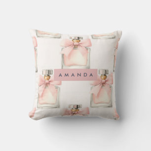 Coussin Flacon de parfum personnalisé Blush motif Coquette