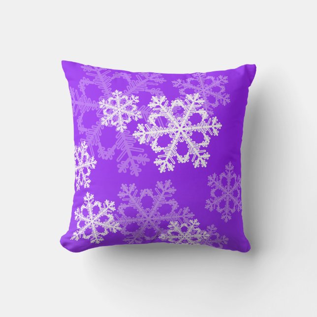Coussin Flacons de Noël mauves et blancs (Recto)