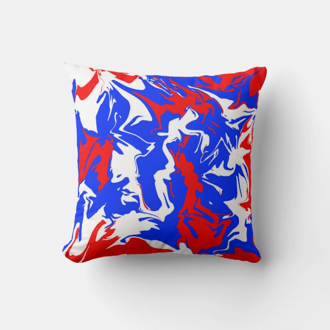 Coussin Flacons de rouge, blanc et bleu (Recto)