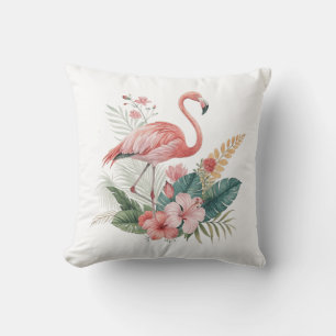 Coussin Flamant aux fleurs