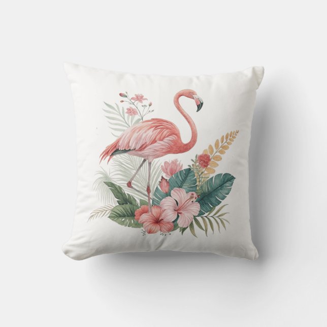 Coussin Flamant aux fleurs (Recto)