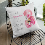 Coussin Flamant rose Aquarelle Exotique Rose Moderne Avec<br><div class="desc">Flamant rose Aquarelle Exotique Rose Moderne Avec Citation</div>