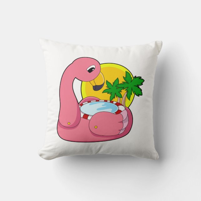 Coussin Flamant rose avec piscine (Recto)