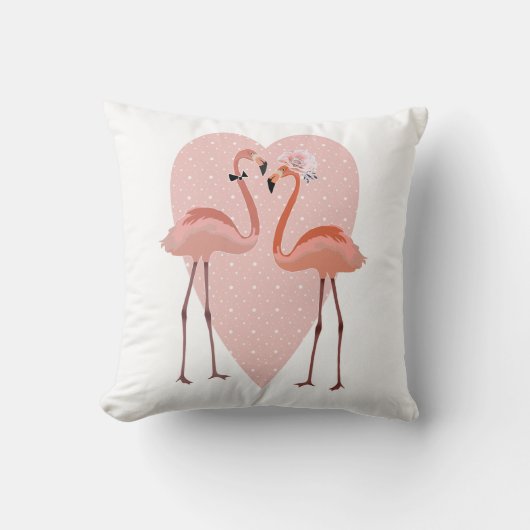 Coussin Flamant rose cœur stylé amour (Recto)