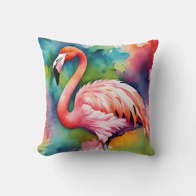 Coussin Flamant rose coloré (Recto)