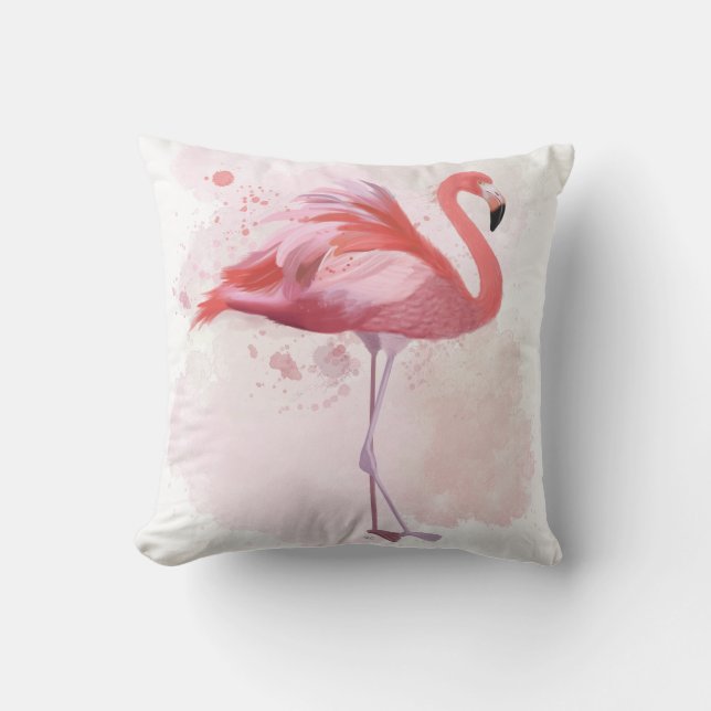 Coussin Flamant rose de bouffée (Recto)