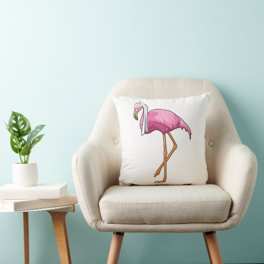Coussin Flamant rose de mariée avec voile (Chaise)
