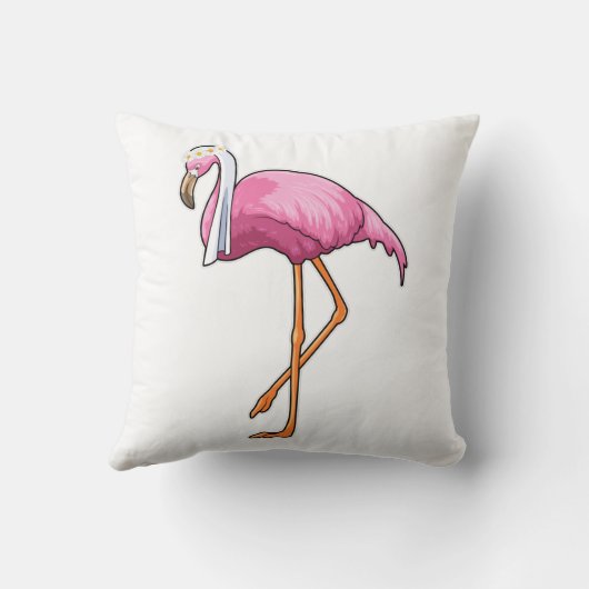Coussin Flamant rose de mariée avec voile (Verso)