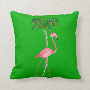Coussin Flamant rose de Noël