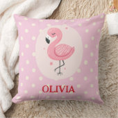 Coussin Flamant Rose Mignon avec des Points Polka (Couverture)