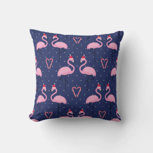 Coussin Flamant rose Noël Casquette Candy Motif