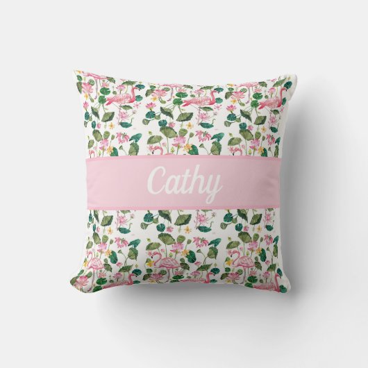 Coussin Flamant rose Personnalisable (Recto)
