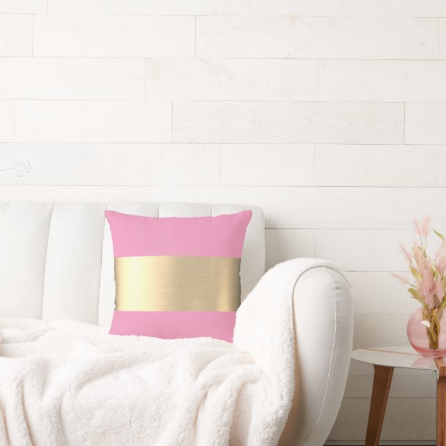 Coussin Flamant rose Pink Gold Foil Rustique Faux (Canapé)