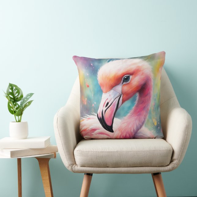 Coussin Flamant rose Rainbow Birds 2 (Chaise)