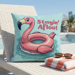 Coussin Flamant rose rétro Flotte drôle été