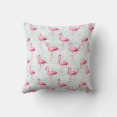 Coussin Flamant rose rose et Feuilles de palme - Cute (Verso)