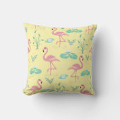 Coussin Flamant rose rose mignon motif jaune (Recto)