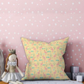 Coussin Flamant rose rose mignon motif jaune