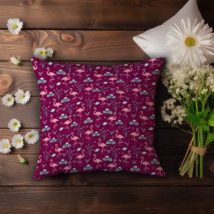 Coussin Flamant rose rose mignon motif rouge