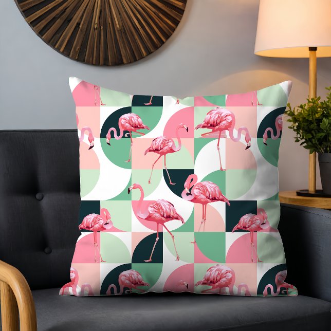 Coussin Flamant rose rose moderne Géométrique Girly Chic M (Créateur téléchargé)