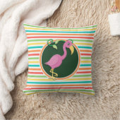Coussin Flamant rose rose sur rayures arc-en-ciel lumineus (Couverture)