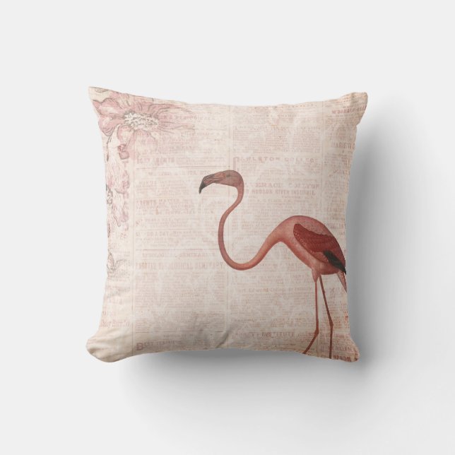 Coussin Flamant rose rose Vintage (Recto)