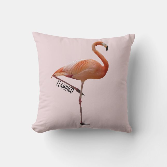 coussin flamant rose sur fond rose poudré (Recto)