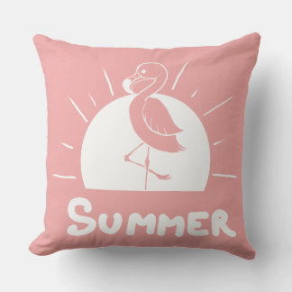 Coussin flamant rose symbolisant l'été