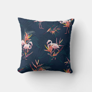 Coussin Flamant rose tropical Hawaii avec l'oiseau du Para