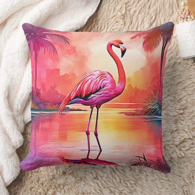 Coussin Flamant rose tropicale dynamique (Couverture)