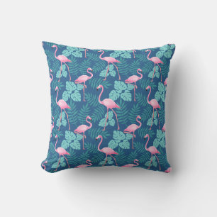 Coussin Flamant rose vintage bleu marine