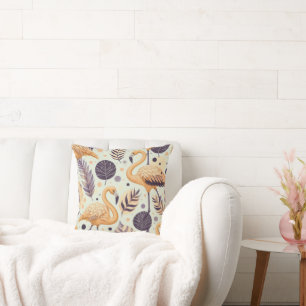 Coussin Flamant rose vintage sans couture