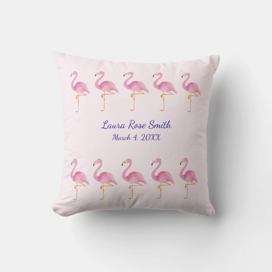 Coussin Flamants de nouveau-nés monogrammes (Recto)