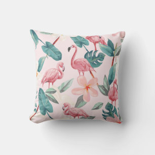 Coussin flamants et fleurs tropicales sans soudure illustr