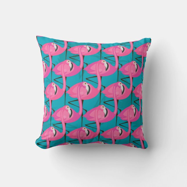 Coussin Flamants roses au néon (Recto)