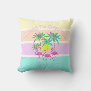 Coussin Flamants roses roses avec palmiers, Plages de Nama