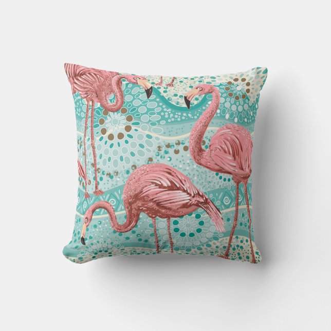 Coussin Flamants roses sans soudure motif (Recto)