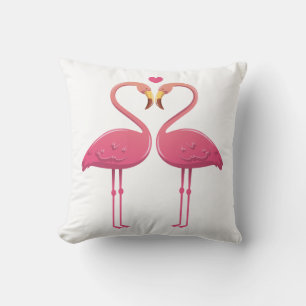 Coussin Flamants Roses Tropicaux Amour - Mariage Plage Lua