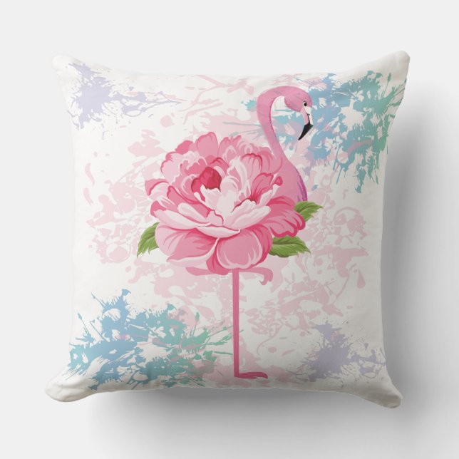 Coussin Flamingo peint à la main (Recto)